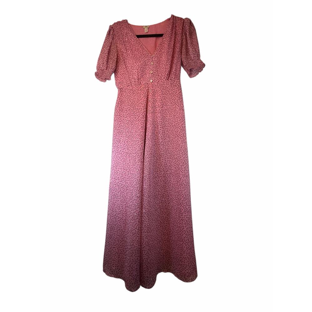 River Island Pink Midi Dress with Puff Sleeves - US Size 2 - UK Size 6 - Picture 2 of 8